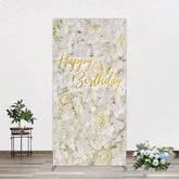 Lofaris White Floral Happy Birthday Sweety Rectangle Backdrop